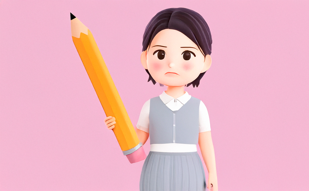 デザインが思い浮かばず悩んでいる女性